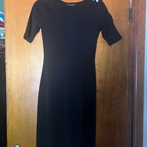 Ralph Lauren Black Sheath Dress 3/4 Sleeve Crew Neck